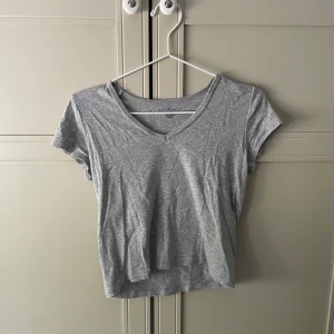 Grå v ringad t shirt  - Mycket bra skick 💕 Lite croppad