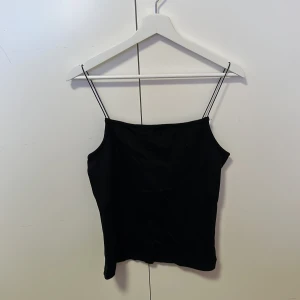 Svart linne - Svart linne med lite lägre rygg och runda spagetti band. Väldigt smickrande på och mjukt! Lite tjockare material så man kan gå utan problem gå utan BH 🦋 Väldigt sparsamt använt