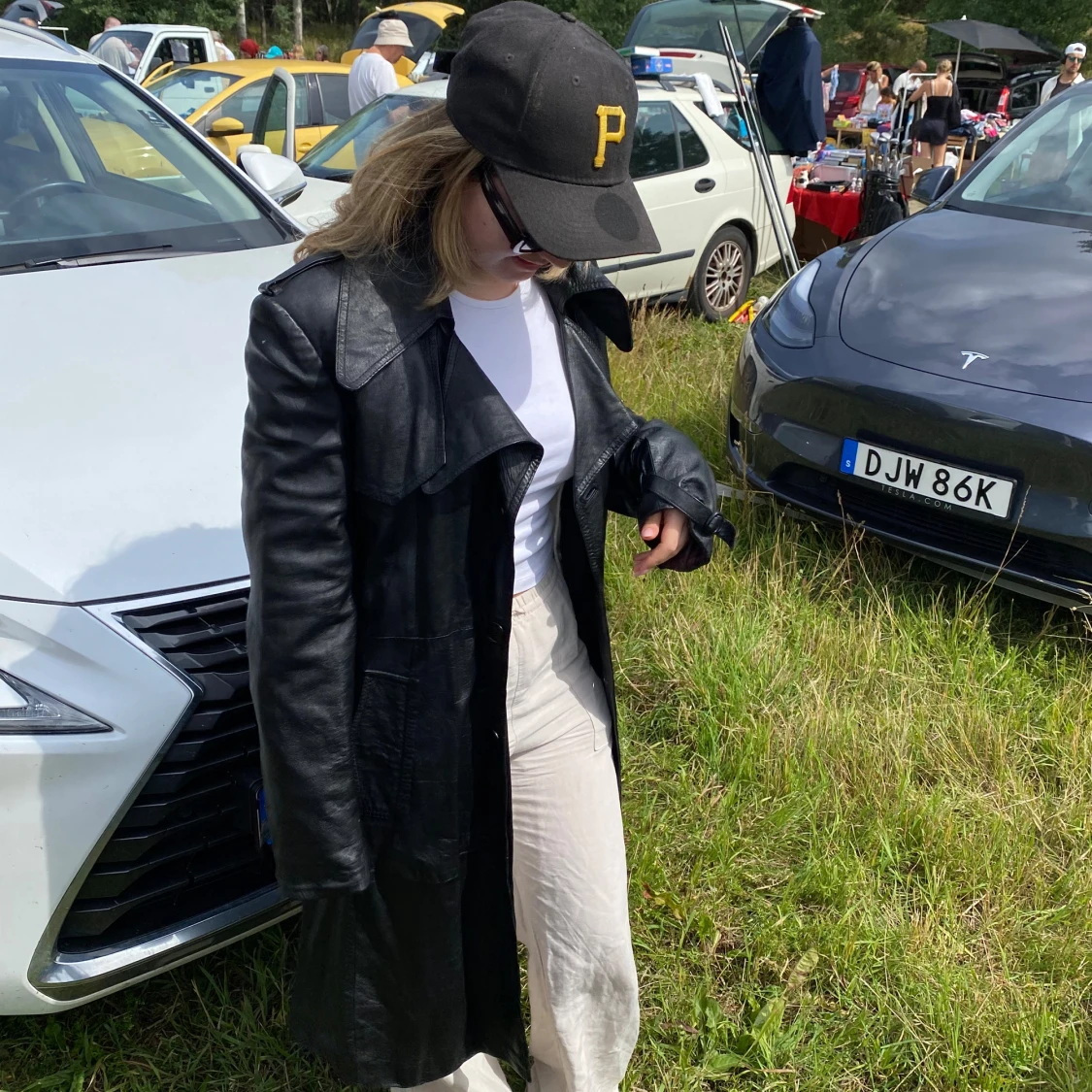 Lång skinnjacka - 90