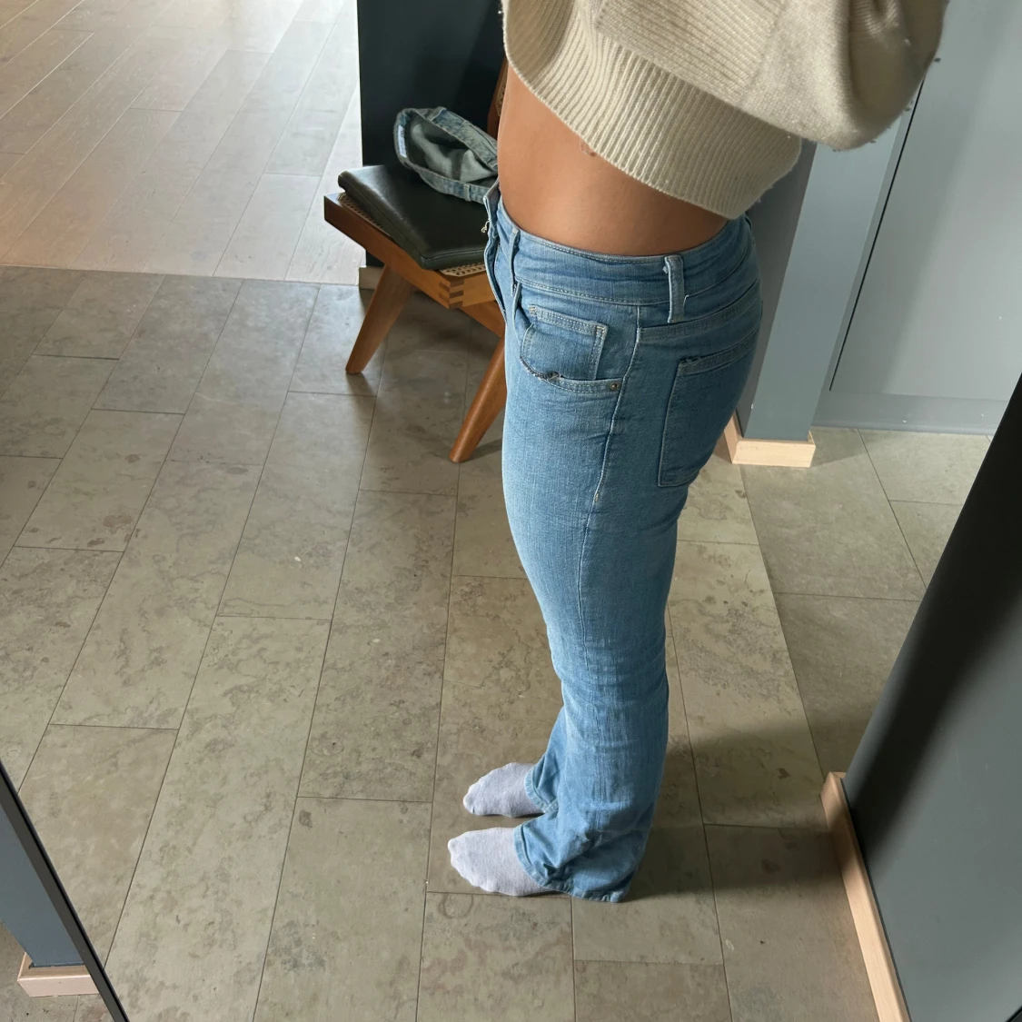Ljusblå bootcut jeans - 91