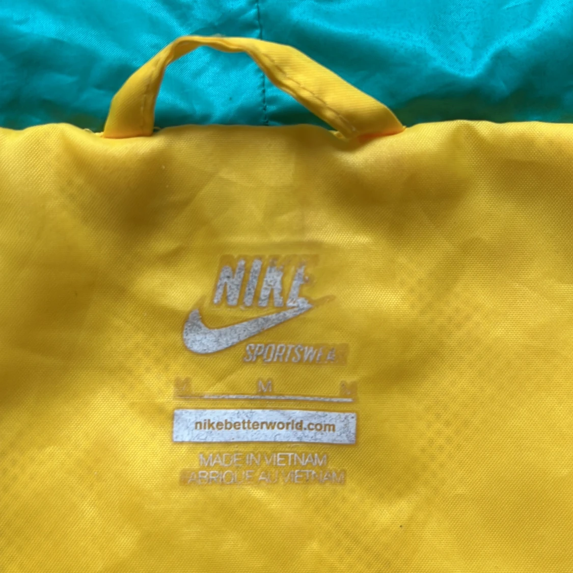 Nike vindjacka med huva i gult och turkost - 2