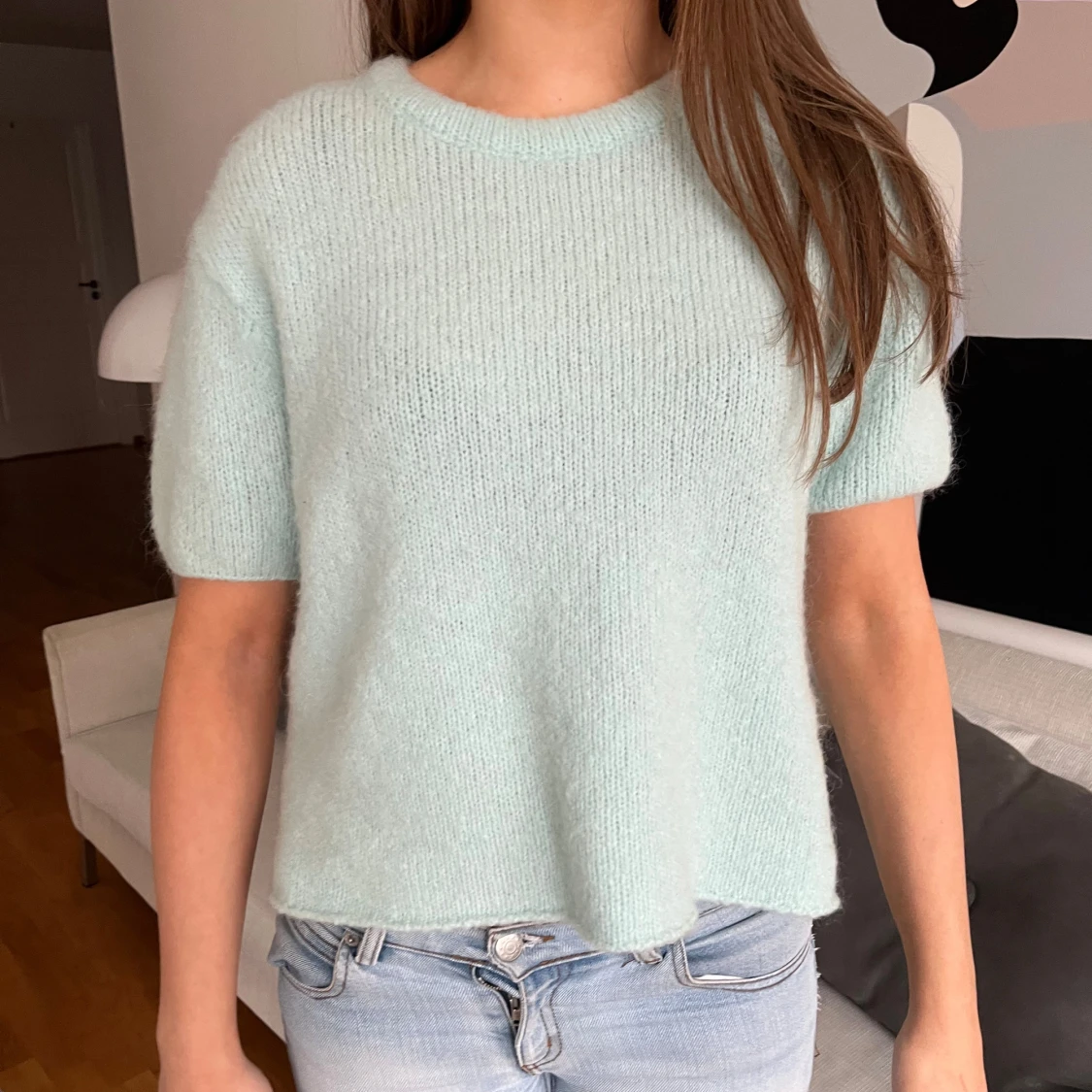 Ljusblå stickad tröja