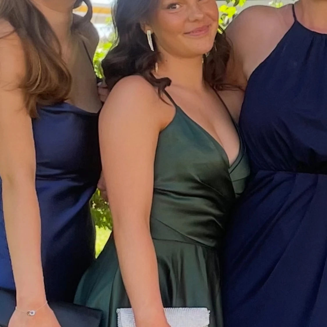 Grön långklänning med slits - 1