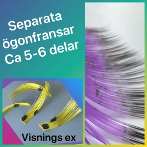 By prisförslag 5-6 Separata ögonfransar i lila med svarta kanter - Lila med svart ytterkant. Färgglada separata ögonfransar i ca 5-6 delar per set. Finns i lila med svarta detaljer. Perfekt för kreativa sminkningar och unika looks. Kan återanvändas. 