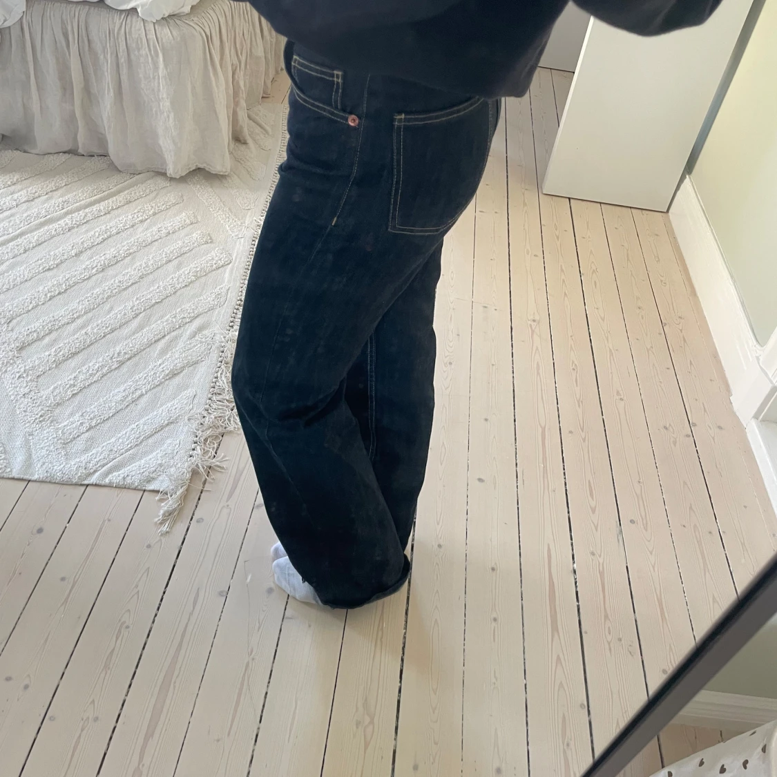 Mörkblå raka jeans från zara - 3