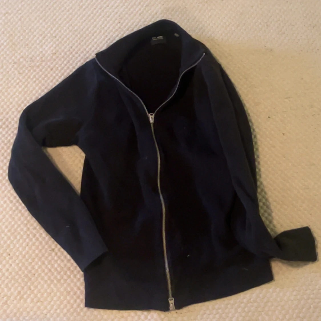 Svart cardigan tröja med dragkedja