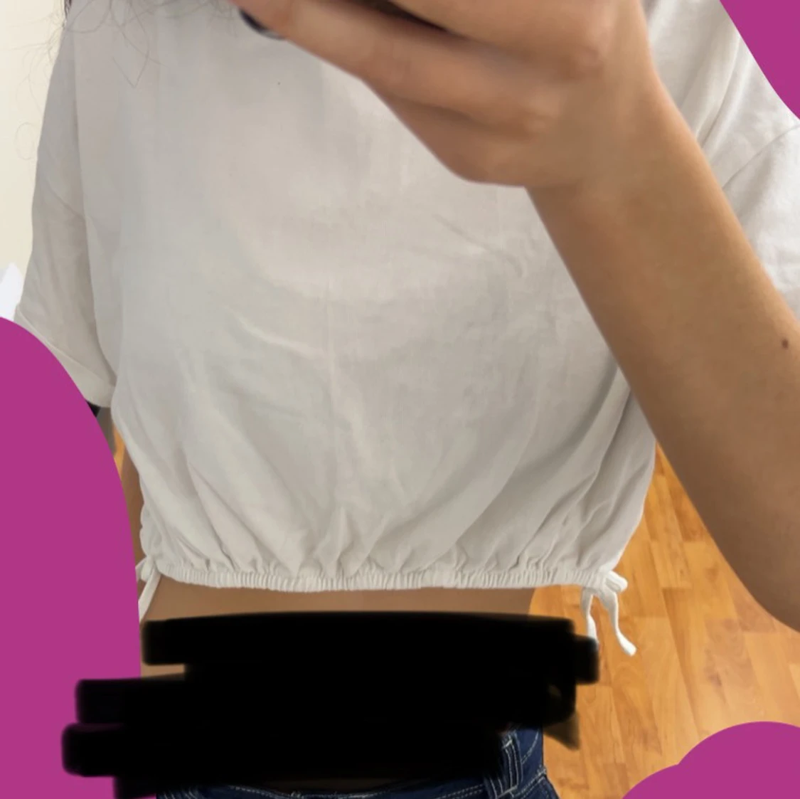 Vit croppad topp med knyt