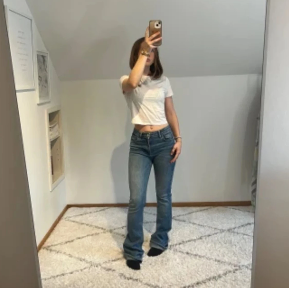 Blå bootcut jeans från Zara, strl 34