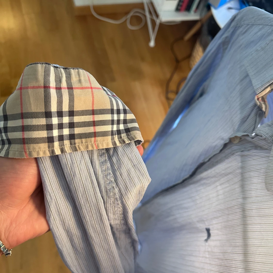 Blårandig Burberry skjorta - 2