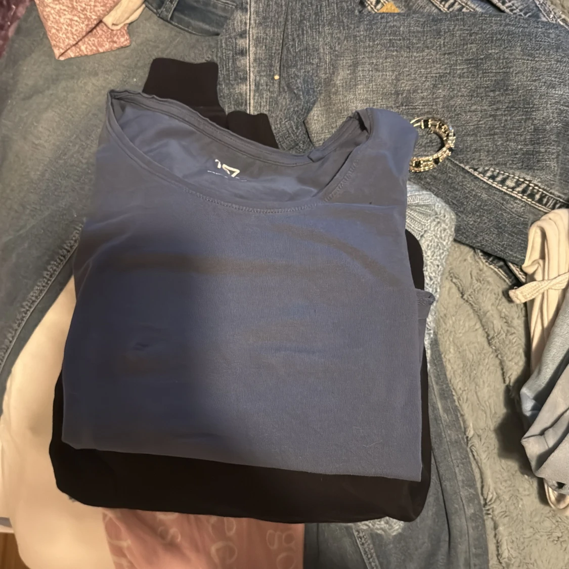 Blå croppad långärmad topp från 157 - 3