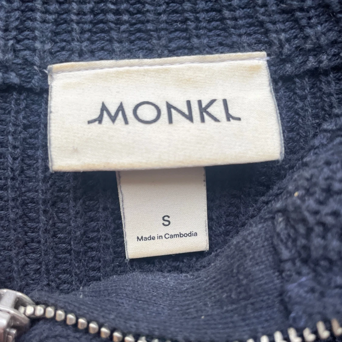 Mörkblå stickad half zip-tröja Monki - 2