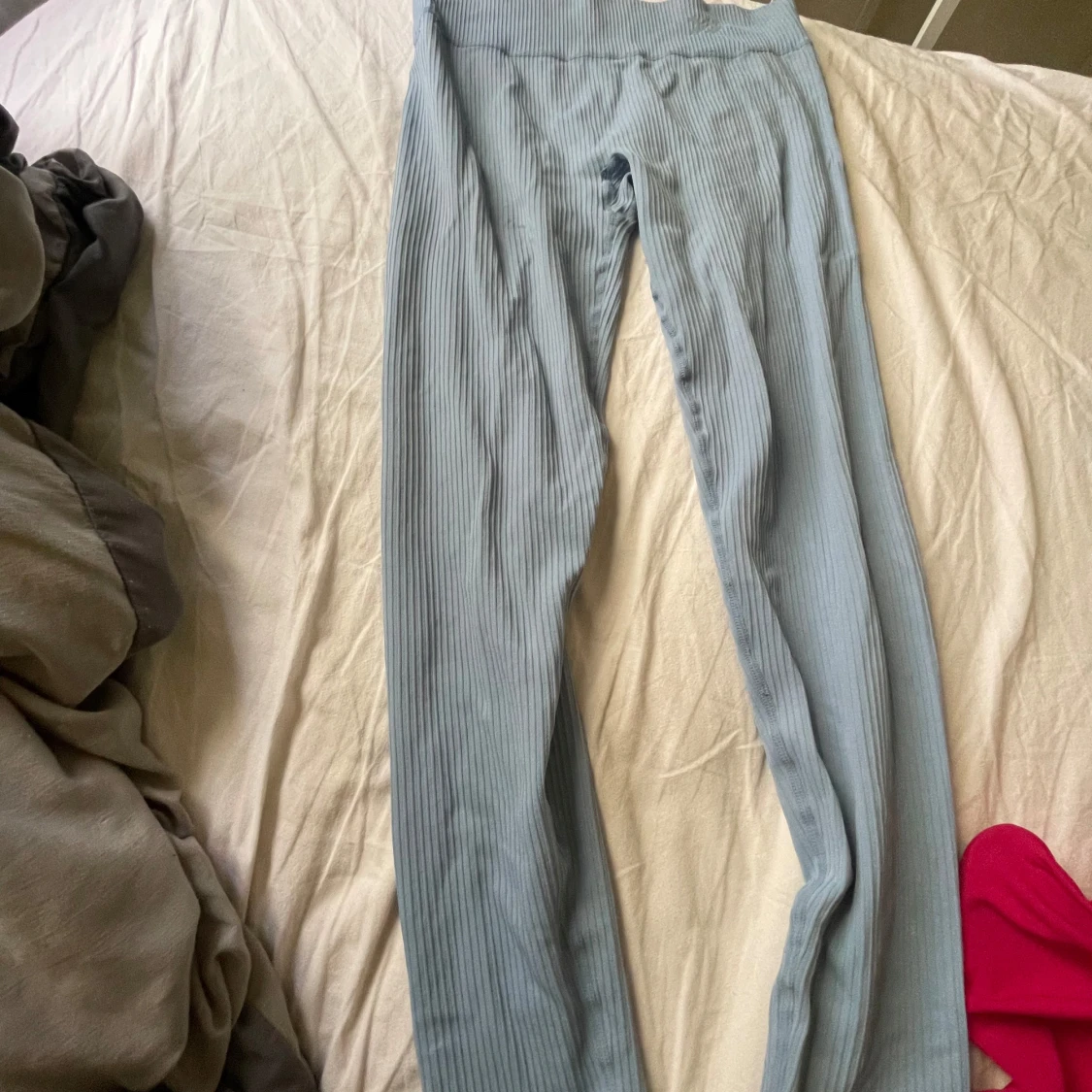 Ljusblå ribbade leggings lager 157