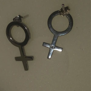 Silver örhängen i kvinnosymbol - Snygga silver örhängen formade som kvinnosymboler. Perfekta för att uttrycka stil och styrka. Dessa accessoarer är både unika och trendiga.
