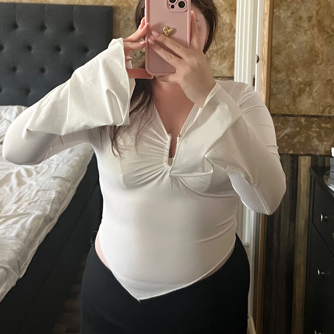 Vit långärmad topp - 1