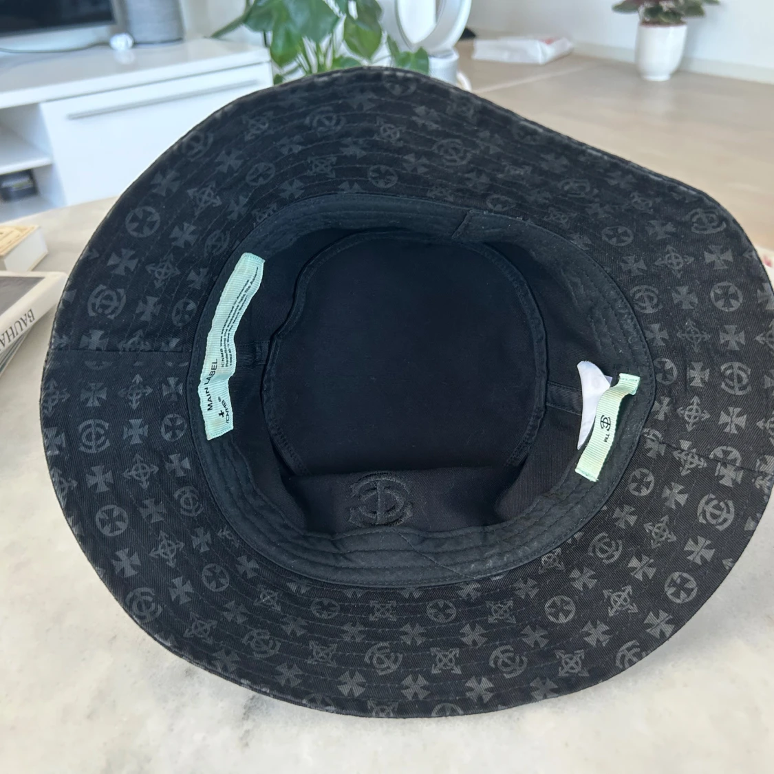 NY Svart mönstrad denim bucket hat - 2