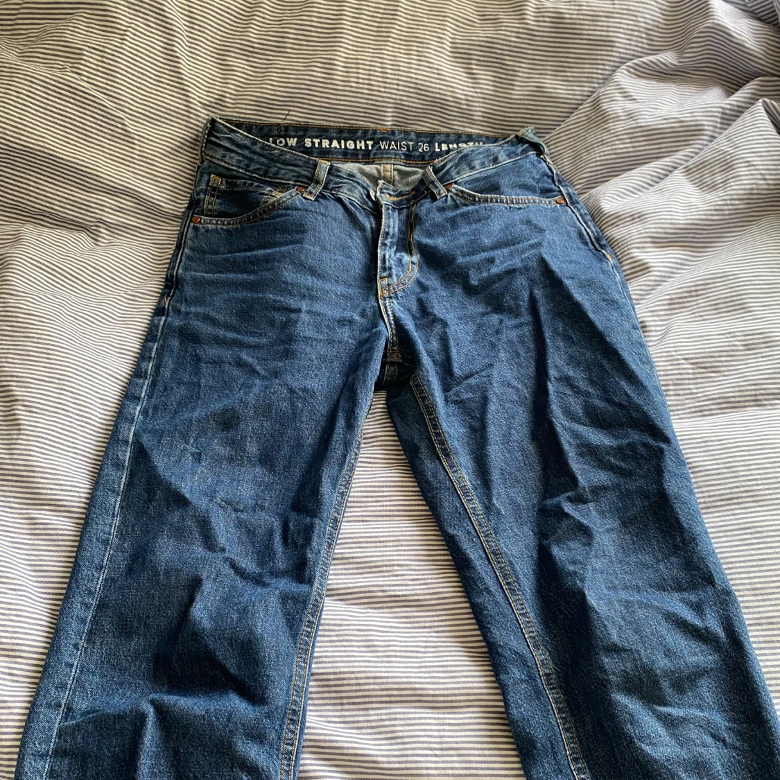 Blå low waist straight jeans - 2