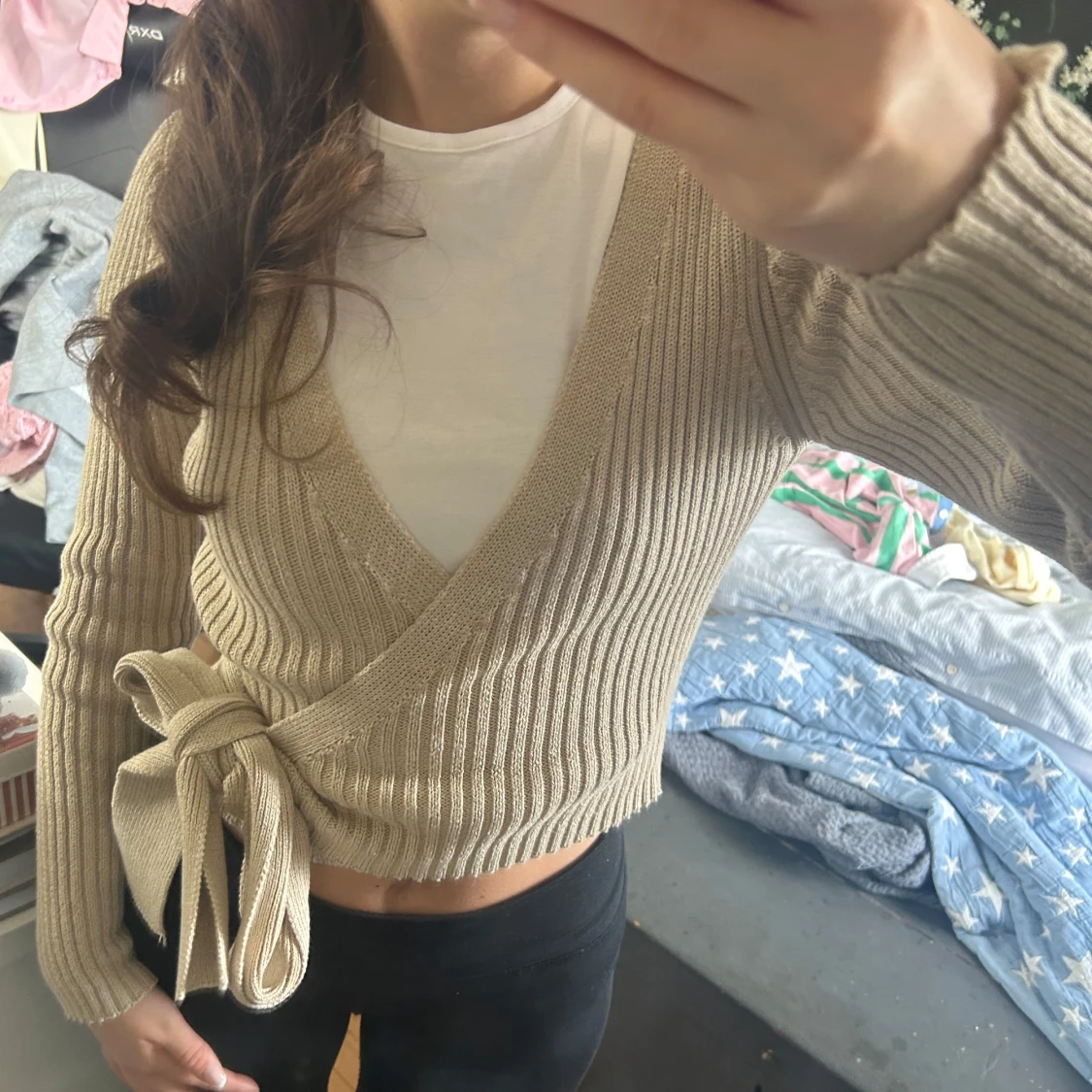 Beige omlottkofta - 3