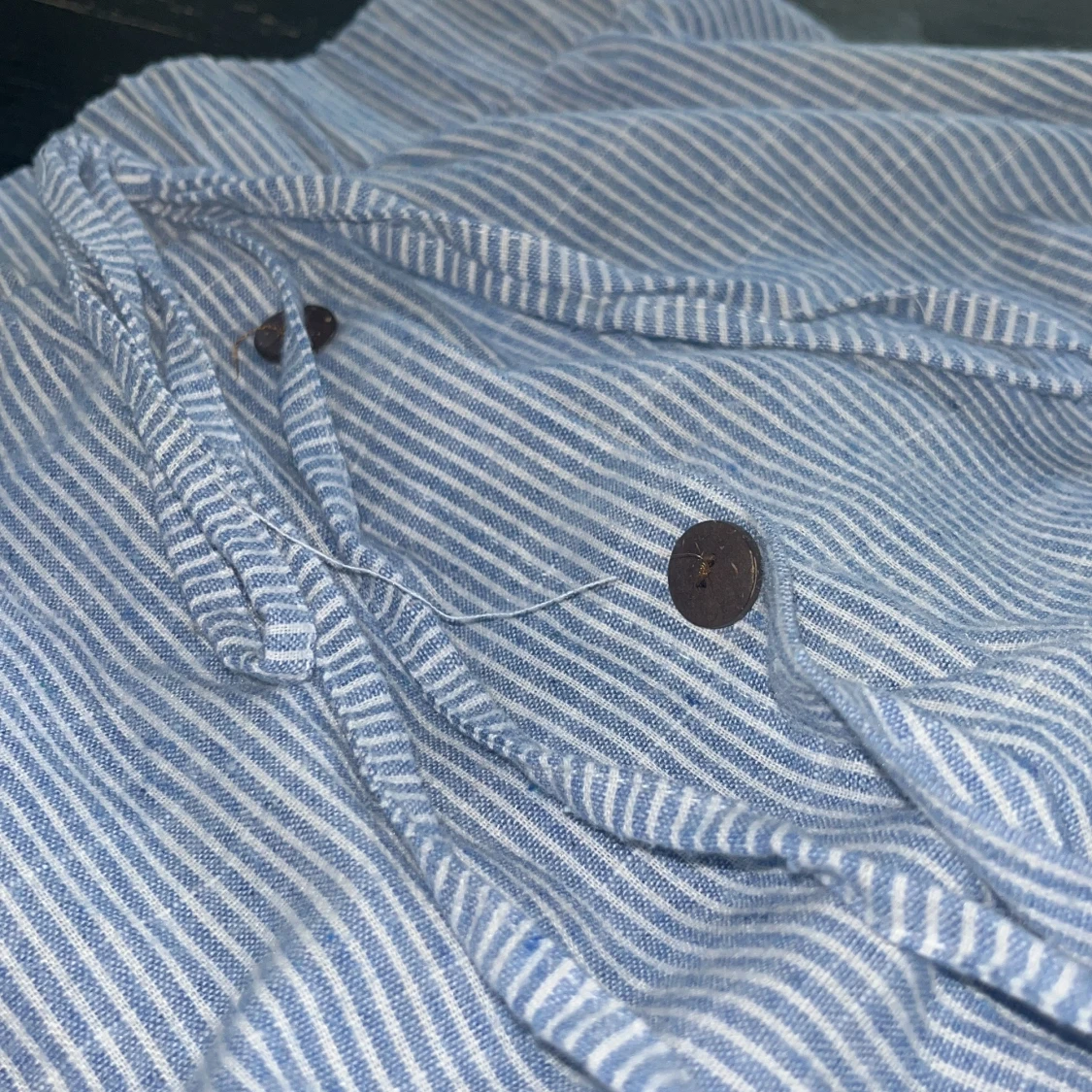 Blåvit randig midikjol med knyt - 2