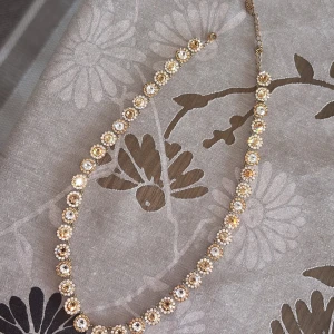 Glittrigt halsband med stenar - Elegant halsband med glittrande stenar i en rad. Perfekt för att ge en touch av glamour till din outfit. Halsbandet har en justerbar kedja för att passa olika längder.