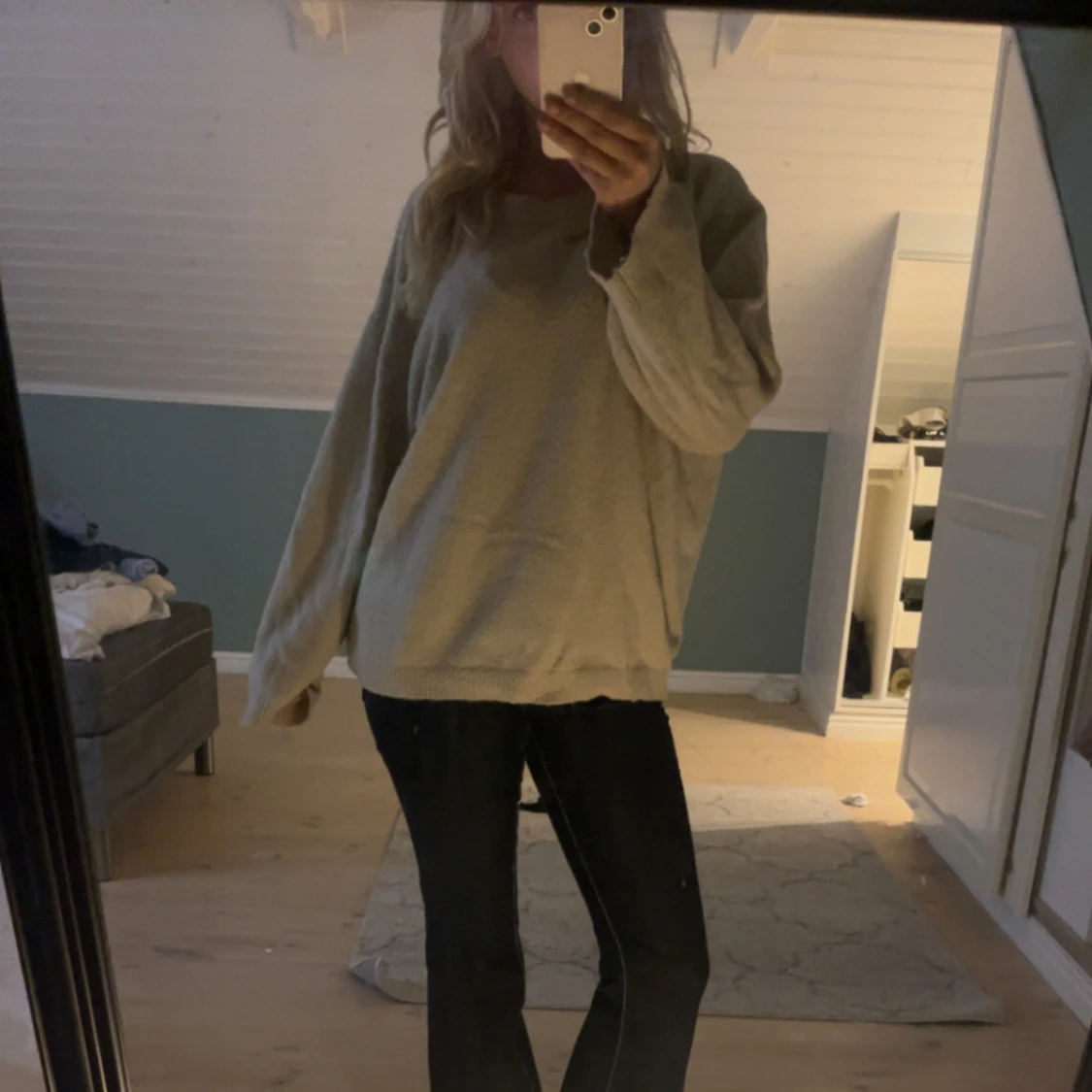 Beige oversized fleece-tröja