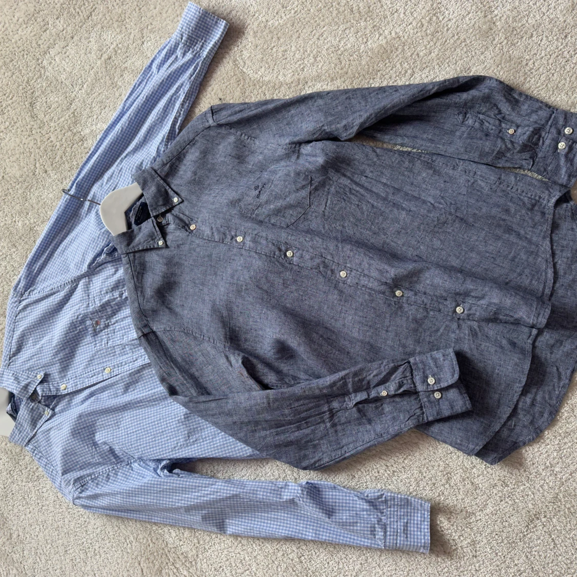 Två långärmade gant skjortor, blå & grå - 2