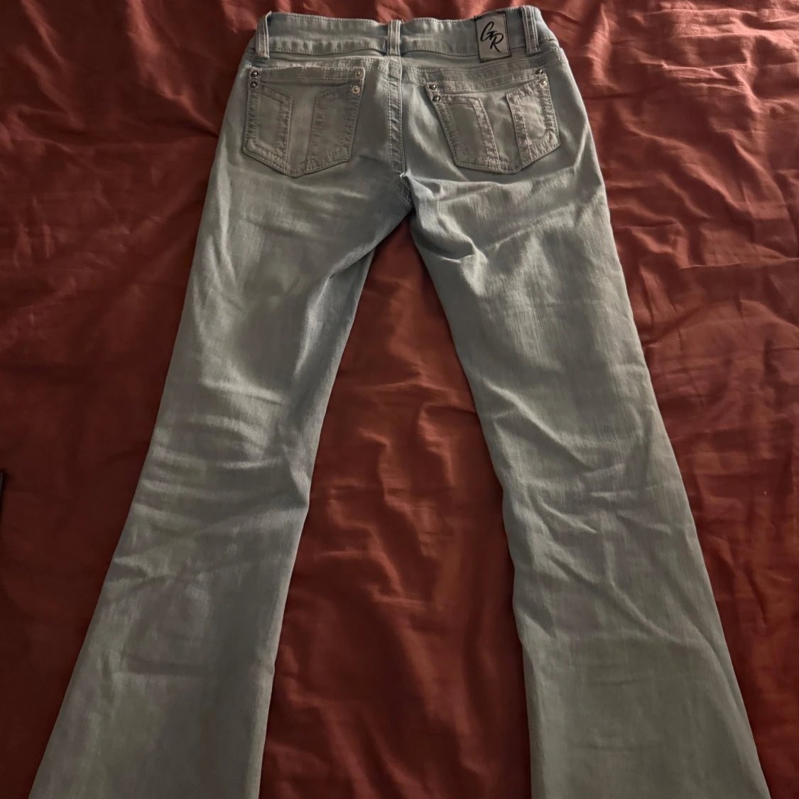 Ljusblå bootcut jeansbyxor super low rise g rise - 2
