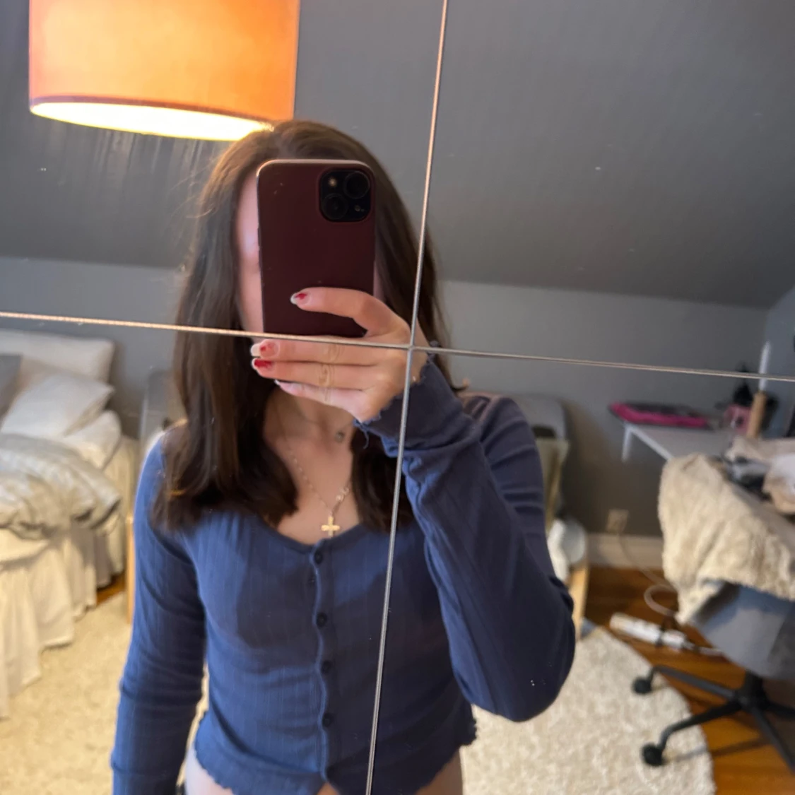 Blå ribbad kofta från Kappahl