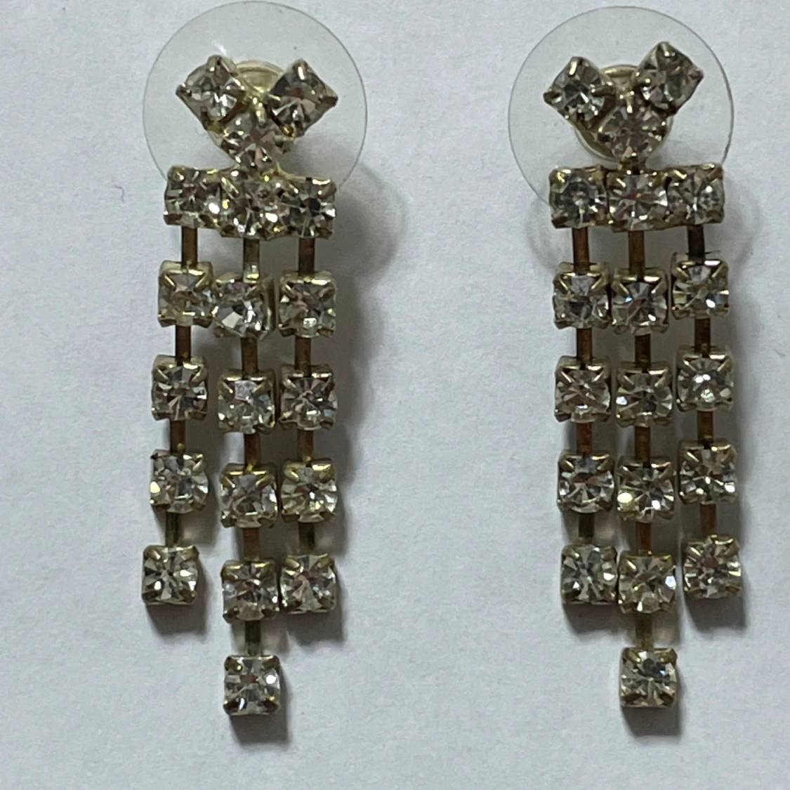 Dangle Earrings with Clear Rhinestones - 3