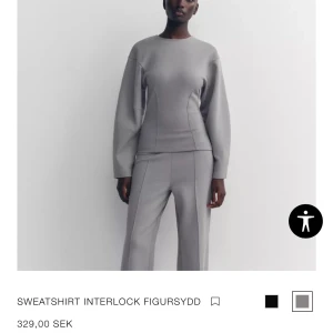 Grå figursydd sweatshirt - Säljer en stilren grå figursydd sweatshirt med långa ärmar. Tröjan har en modern design med sömmar som ger en smickrande passform. Perfekt för en avslappnad men ändå elegant look.