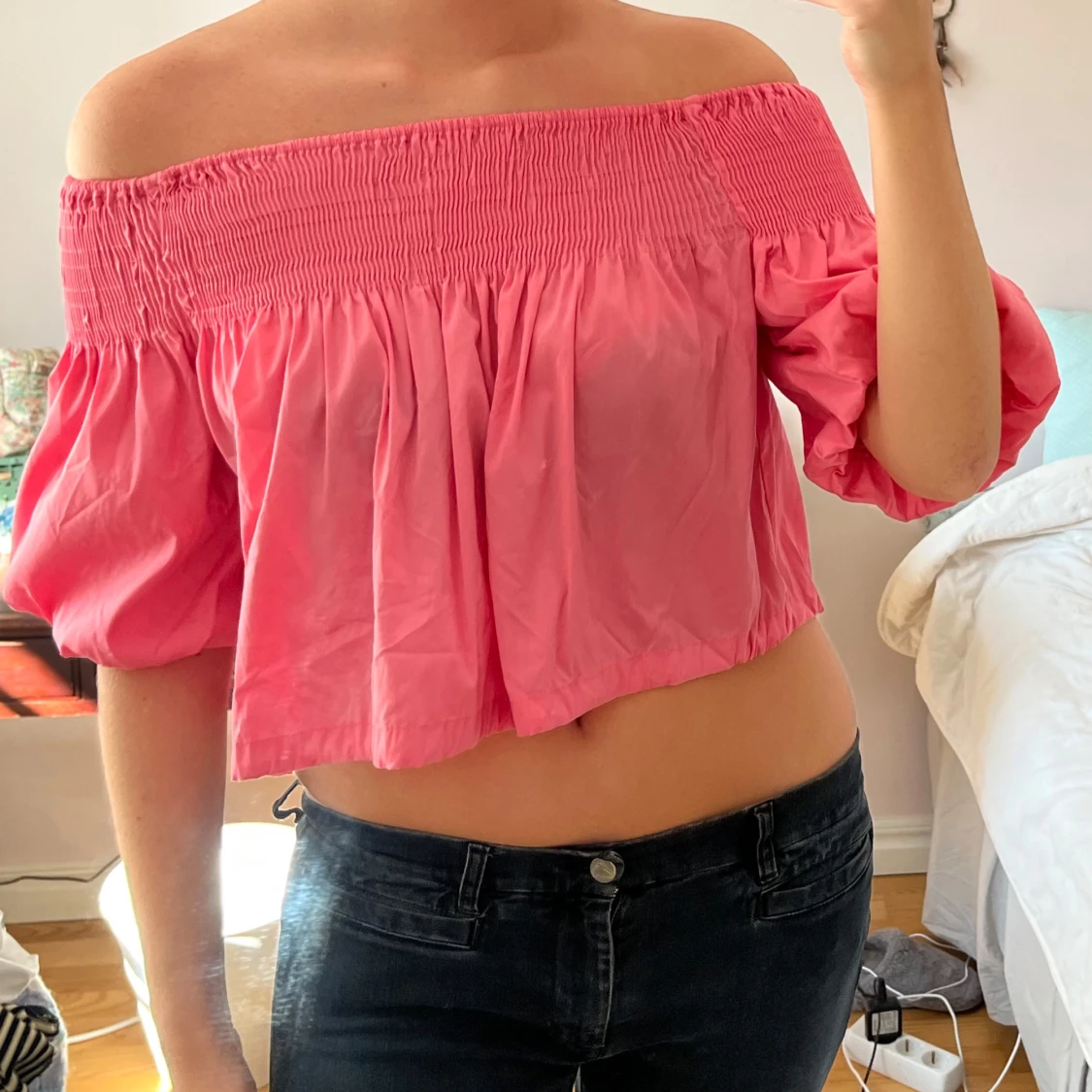 Rosa off shoulder topp från zara  - 2