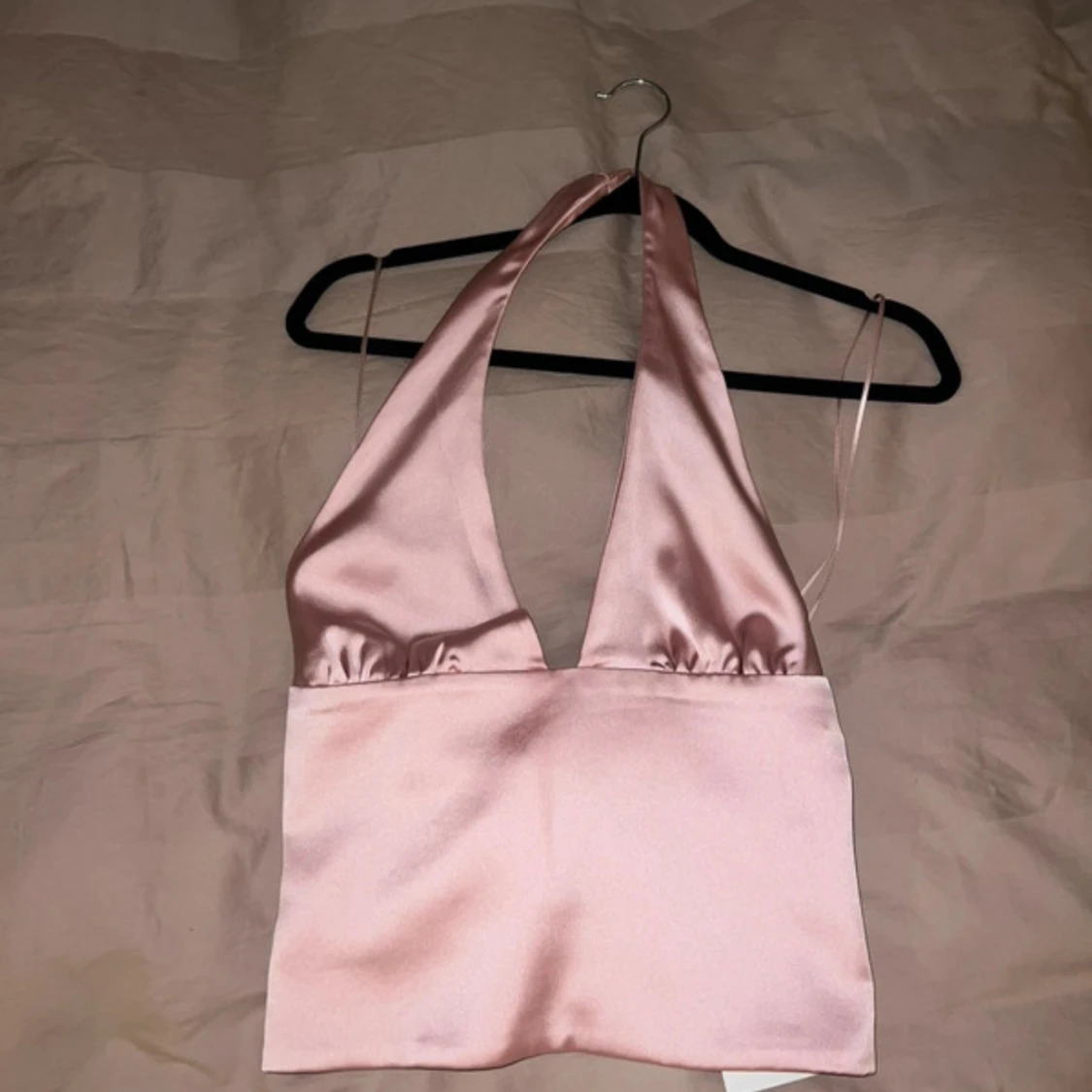 Rosa halterneck topp i satin - 2