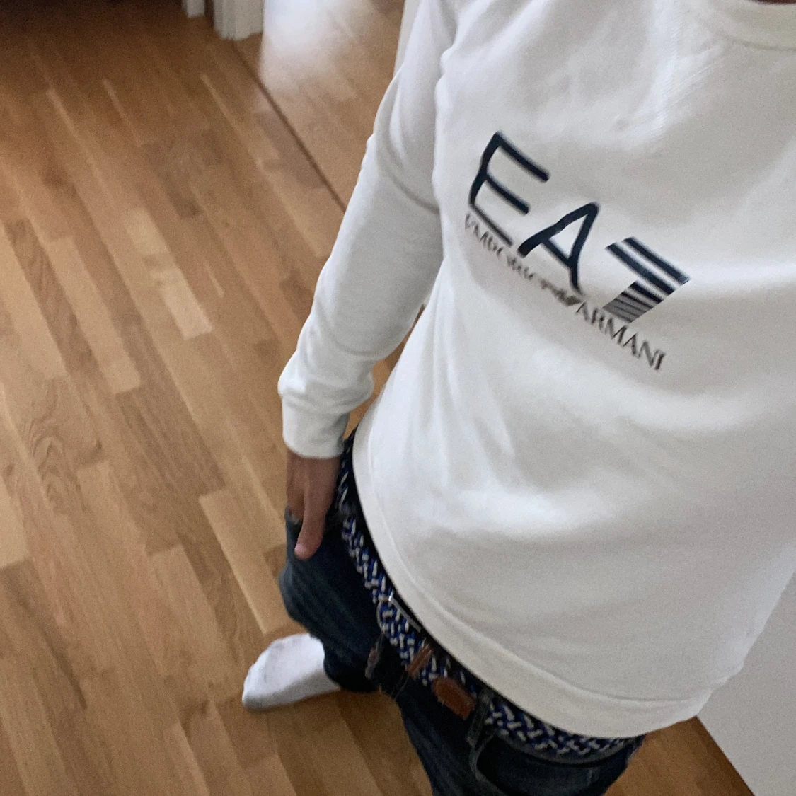 Vit långärmad tröja EA7 Armani