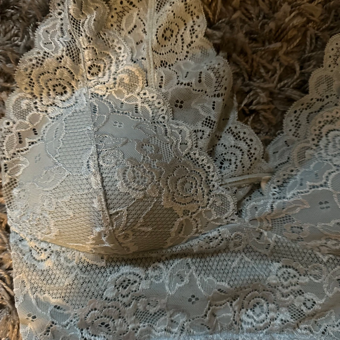 Ljusblå spetsig bralette topp - 1