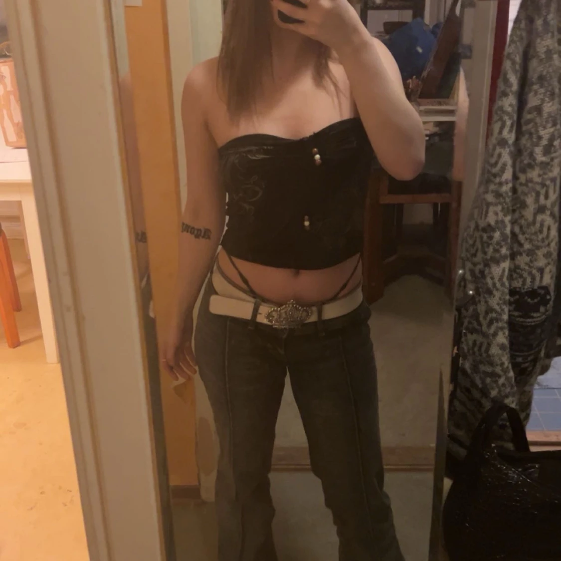 Lågmidjade bootcut jeans i blå denim