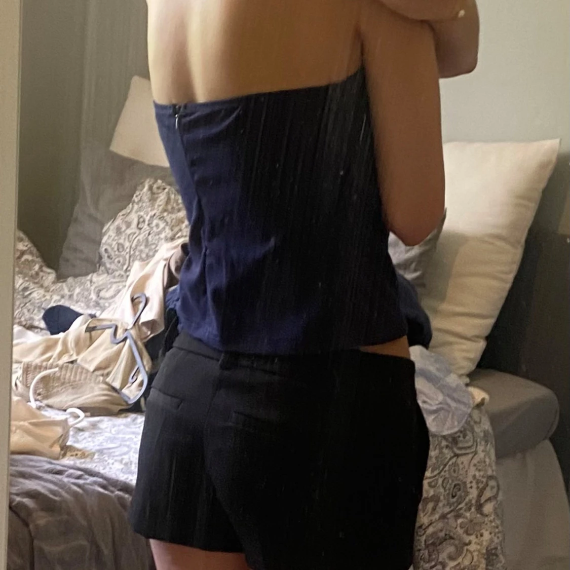 Mörkblå axelbandslös tubtopp - 1