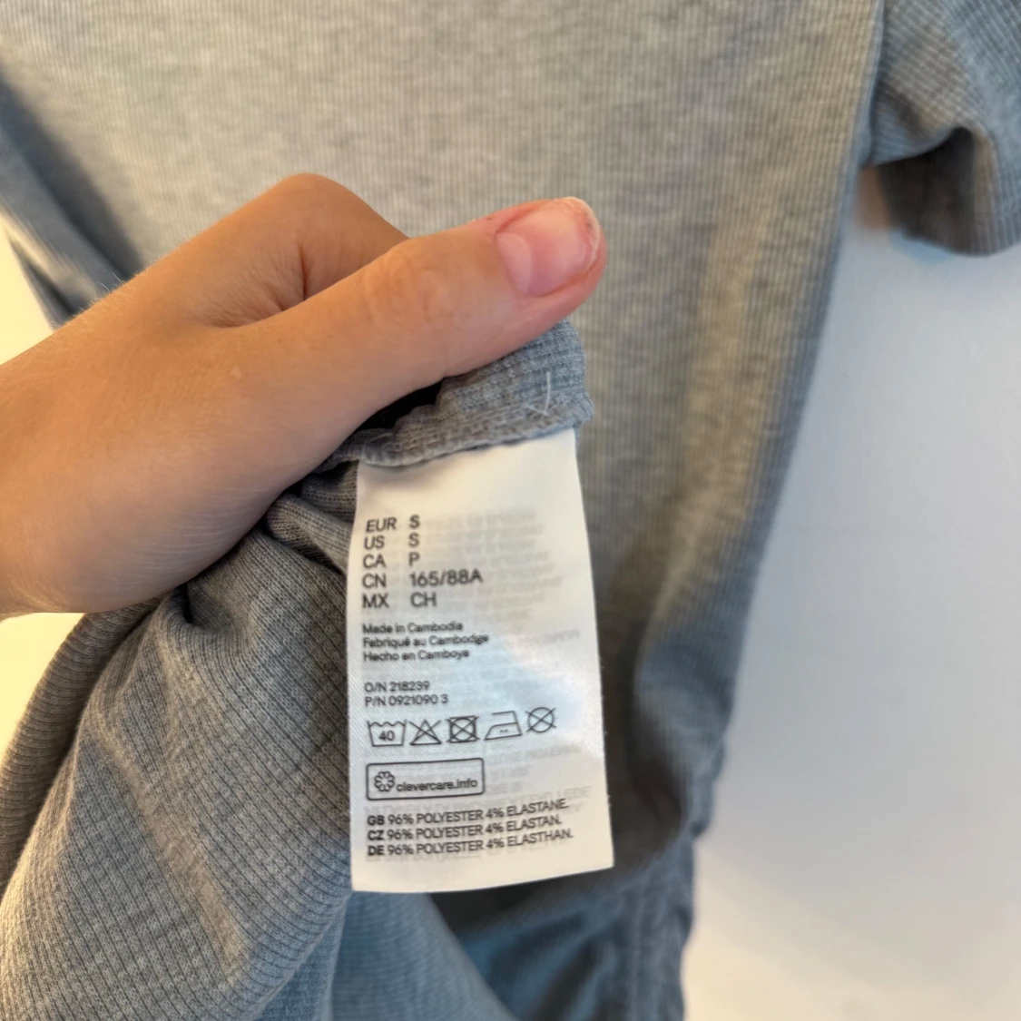 Grå ribbad kortklänning S - 4