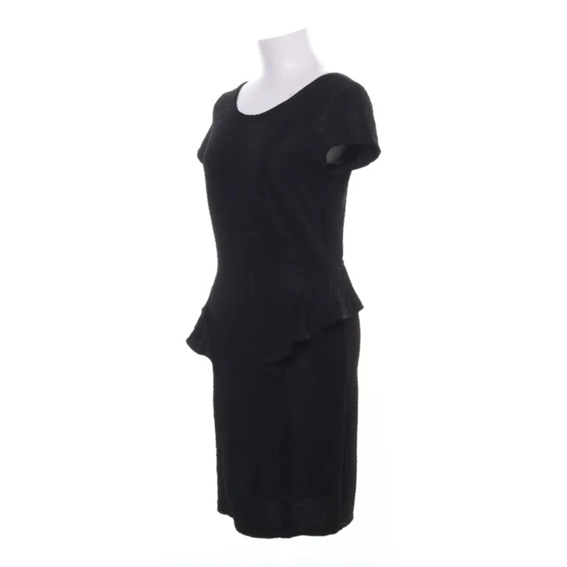 Svart peplumklänning med textur - 1