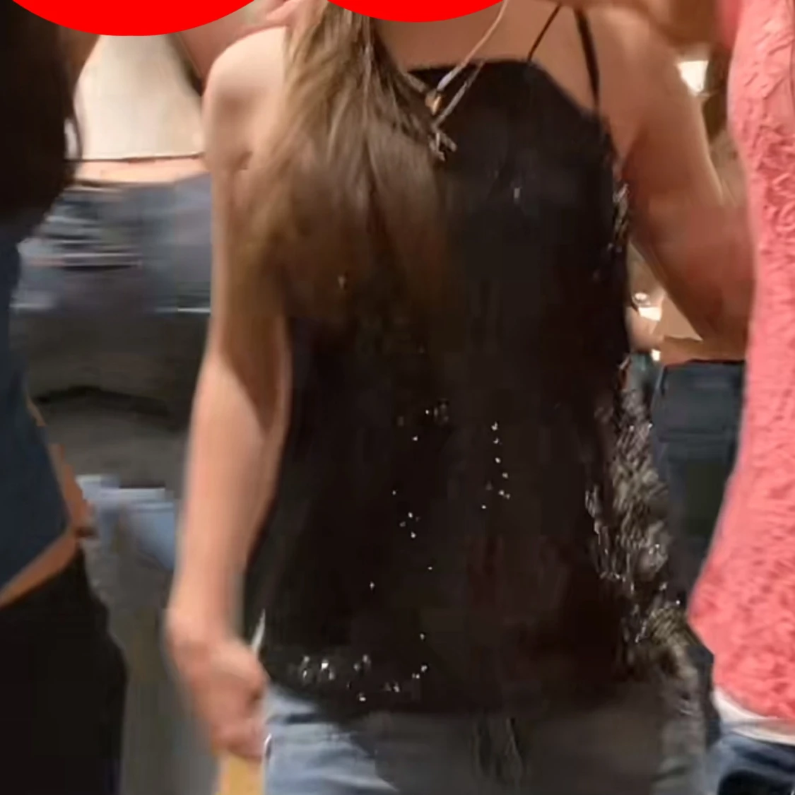 Svart paljettlinne med tunna band - 2