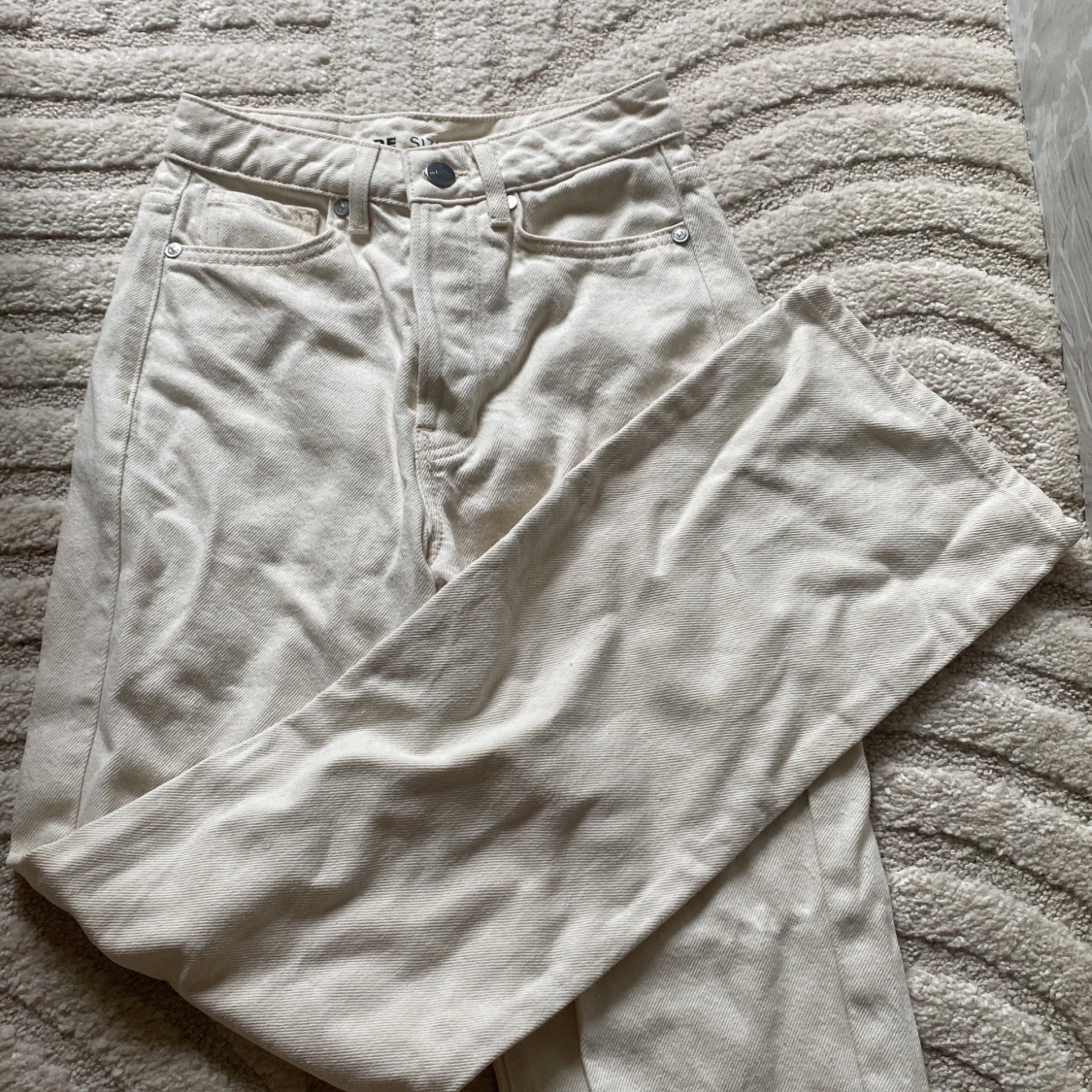 Vita wide leg jeansbyxor - 1