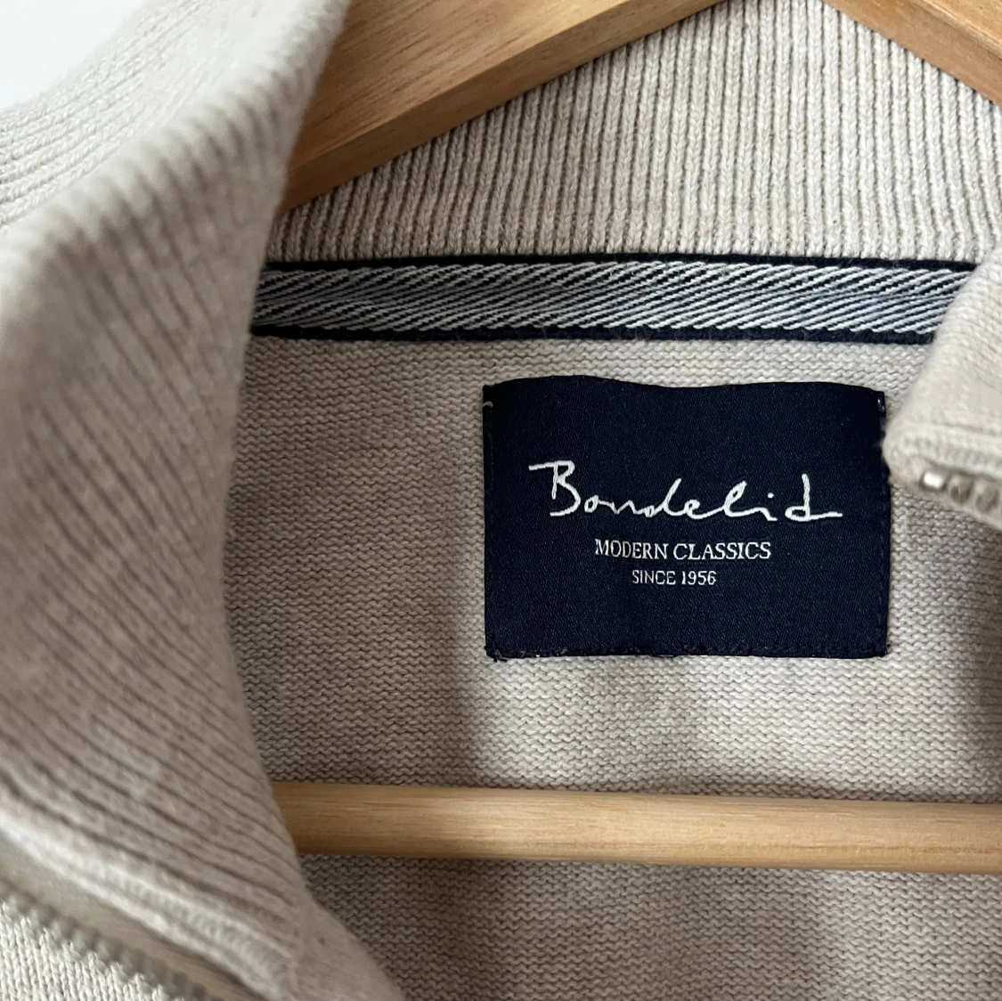 Beige stickad Bondelid kvarts zip - 2