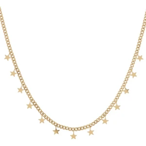 Guldfärgat halsband med stjärnhängen från Edblad - Snyggt halsband i guldfärg från Edblad med små stjärnhängen längs kedjan. Perfekt accessoar för att ge din outfit lite extra glans. Justerbar längd med liten Edblad-berlock vid låset. Ordinarie pris 499kr säljer för 250kr, säljer då jag bytt till silver och ej använder längre