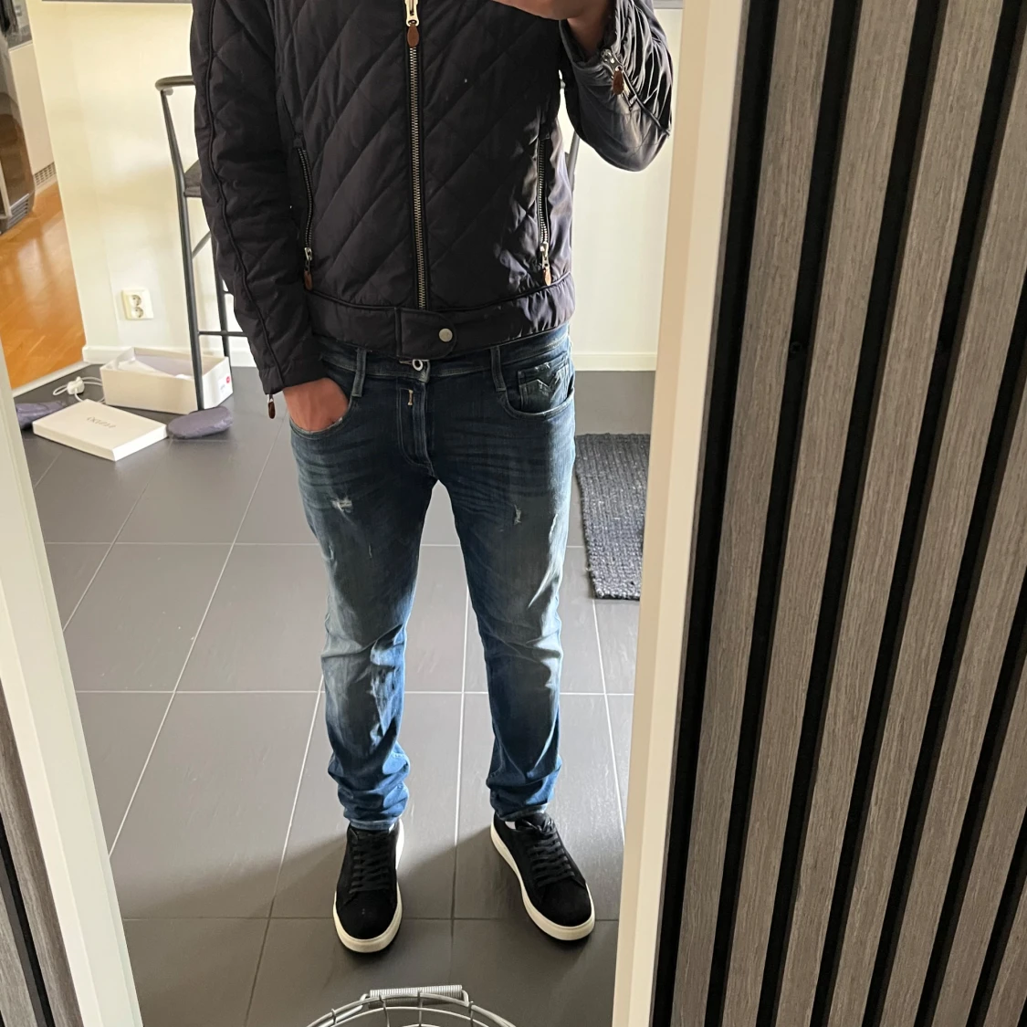 Navy blue Morris quilted jacka 