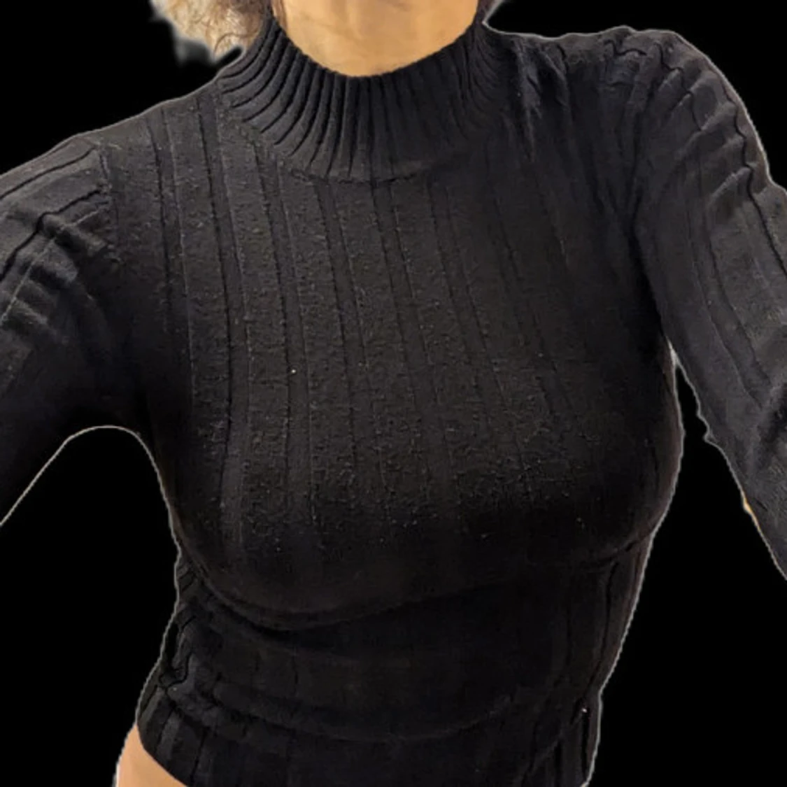 Svart ribbad polotröja - 3