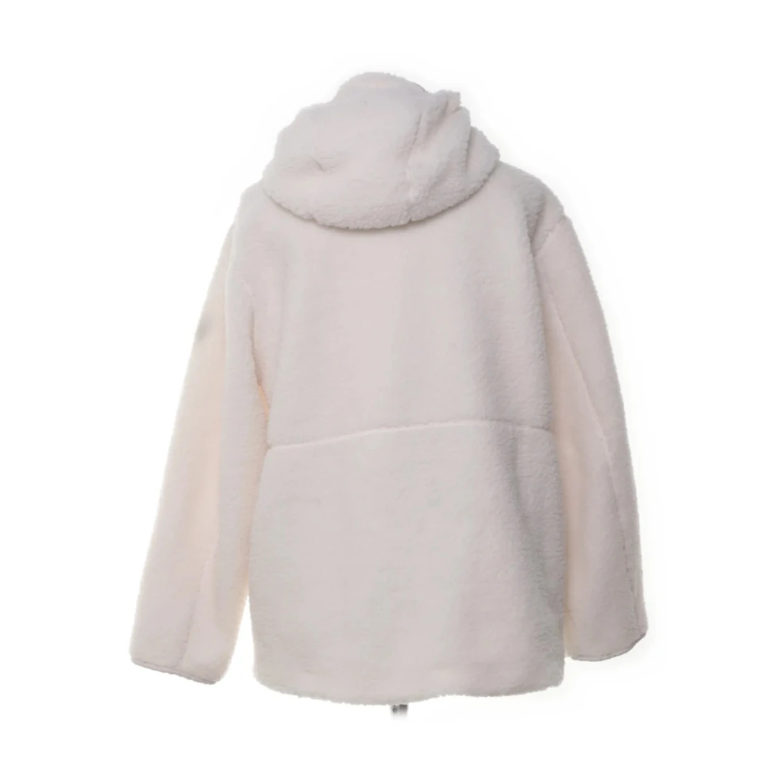 Vit teddyjacka med huva och dragkedja - 1