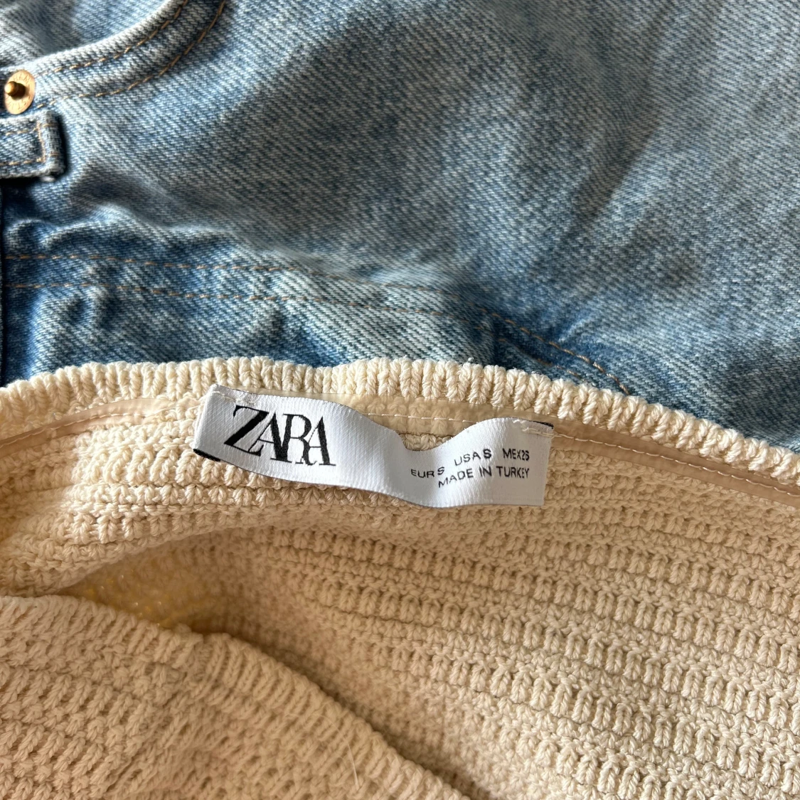 Vit broderad bandeau tubtopp zara  - 4