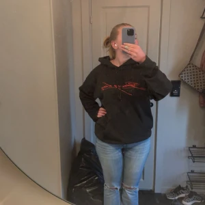 Svart Yung Lean hoodie - Säljer en svart Yung Lean hoodie (Limited edition) Oanvänd bortsett från när bilderna togs, helt i nyskick och alla stenar kvar. Köpt på konserten 1 Mars. 