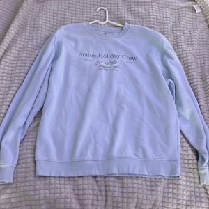 Ljusblå sweatshirt Active Holiday Crew - Ljusblå sweatshirt med trycket 'Active Holiday Crew' och en tecknad koala på bröstet. Tröjan har rund hals, långa ärmar och ribbade muddar. Perfekt för chill dagar och enkel att matcha med jeans eller mjukisbyxor.