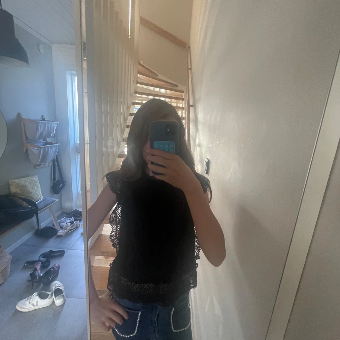 Svart spetsblus från ONLY XS