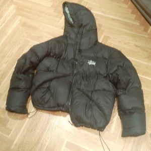Svart dunjacka från Stussy - Svart stussy jacka med grå insida . Nypris är runt 7000 på deras hemsida. Jävligt dåligt skick det finns lite färg fläckar på utsidan kan skicka närmre bild . 