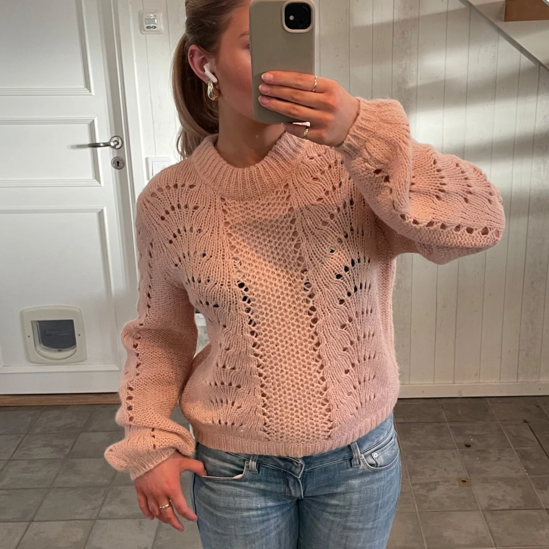 Rosa stickad tröja - 1
